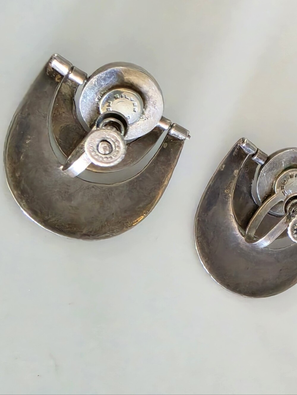 "Mexico Silver" Antique Modernist Earrings - Picture 9 of 12